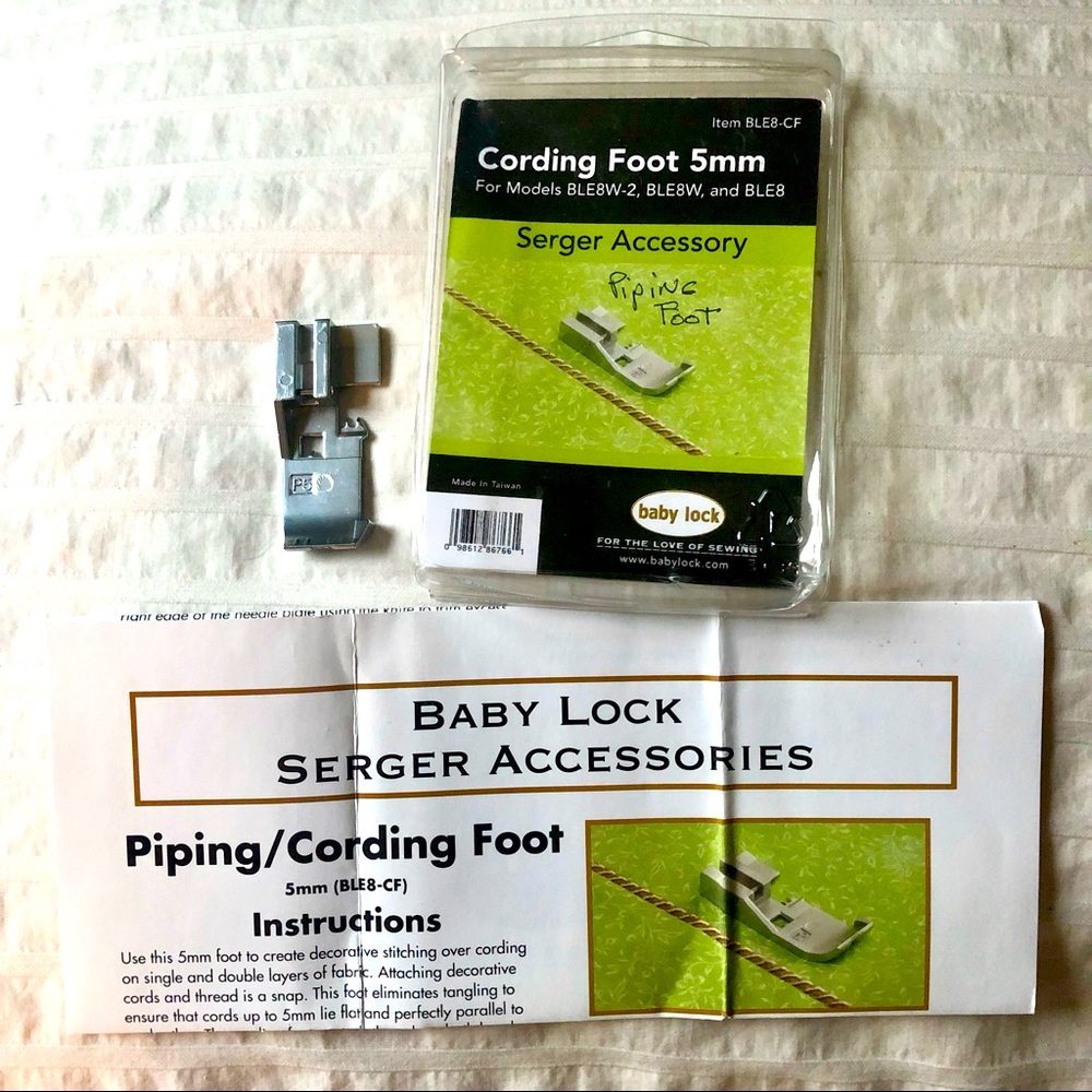 Baby Lock BLE8-CF Cording/Piping foot, 5mm